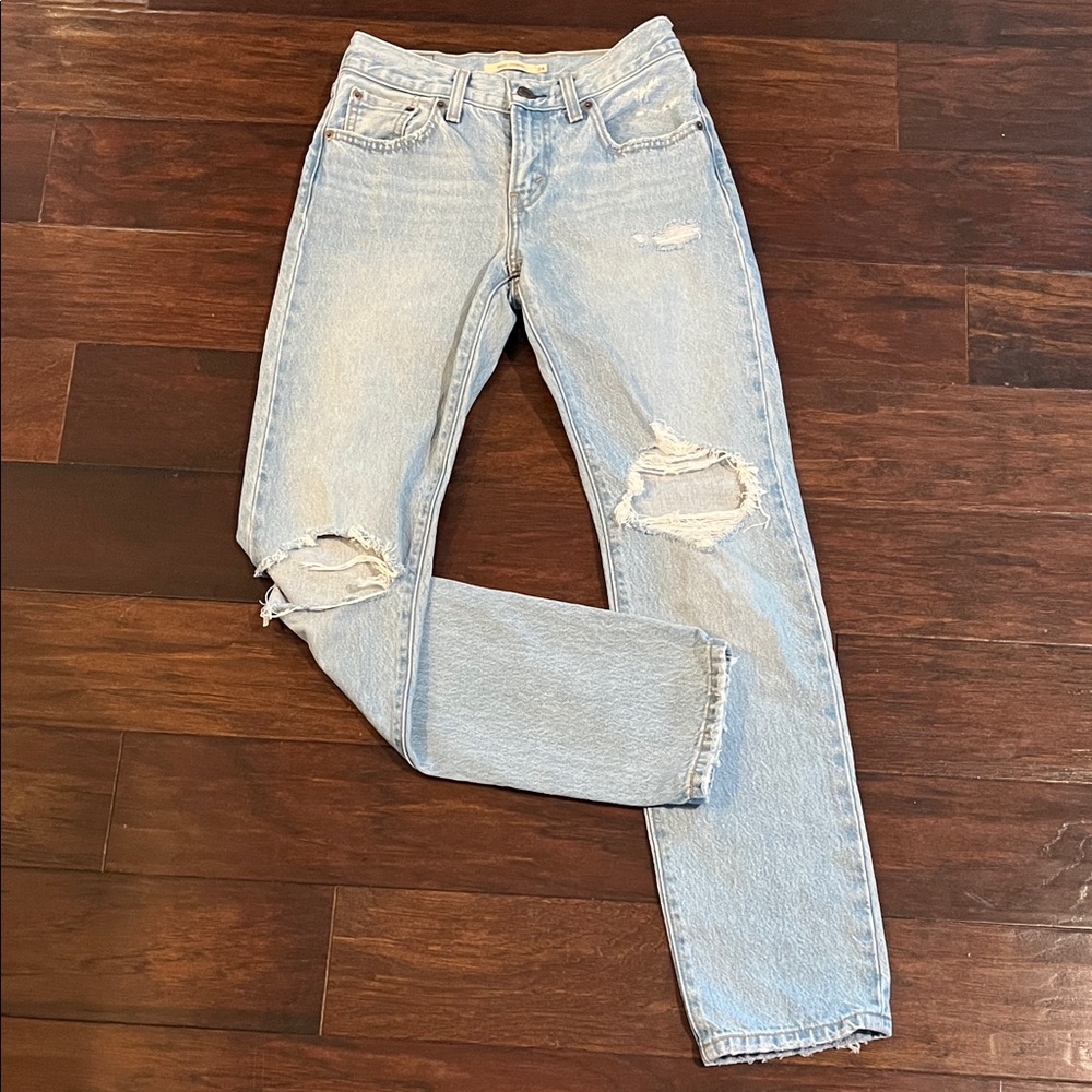 Levi’s distressed straight leg jeans